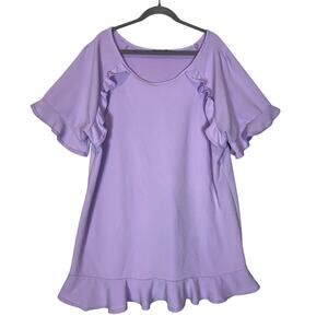 Boohoo Dress Women's 18‎ Purple Stretch Plus Woven Textured Frill